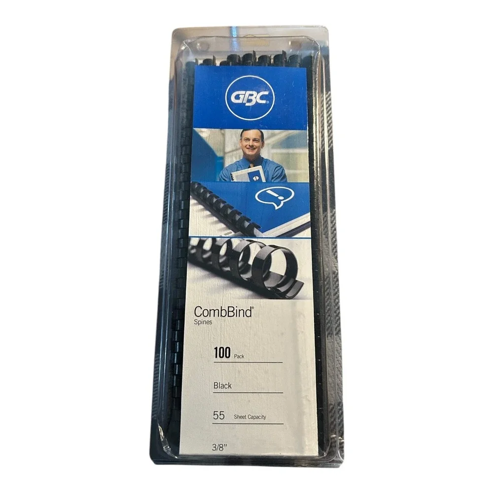 GBC CombBind Binding Spines, .375 Inch Spine Diameter, 55 Sheet Capacity New